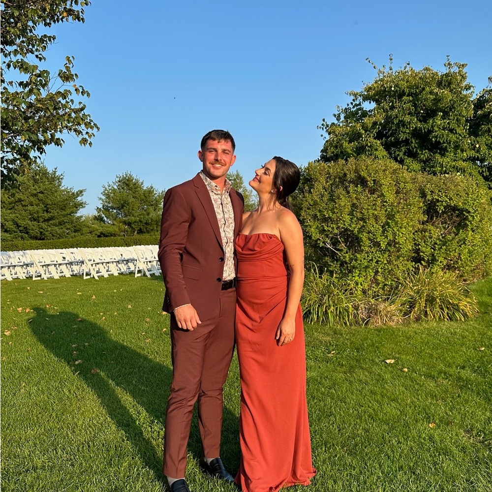 David's Bridal Elegant Rust Dress